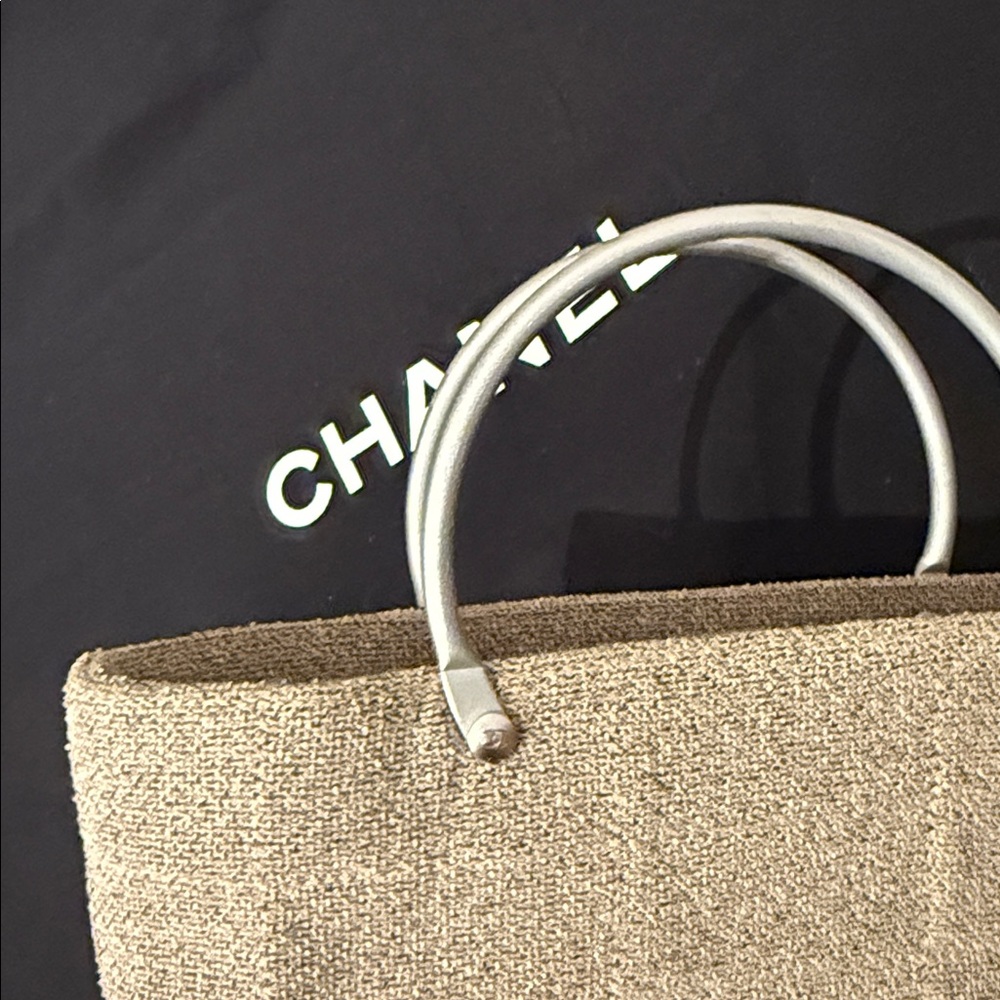 CHANEL Taupe Mini Tote with Brushed Silver Handles - Picture 6 of 14